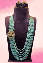 Stunning beads maala with elephant designed pendant and seven steps beads maala